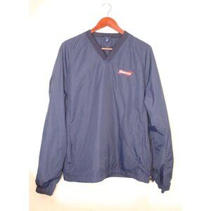 Sports -Tech Budweiser Windbreaker Mens M Navy Jacket Pullover Blue LinedCasual